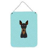 Caroline'S Treasures Checkerboard Blue Min Pin Wall Or Door Hanging Prints, 16 X 12
