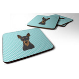 Caroline'S Treasures Bb1178Fc Checkerboard Blue Min Pin Foam Coaster (Set Of 4), 3.5 H X 3.5 W, Multicolor
