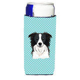 Checkerboard Blue Border Collie Ultra Beverage Insulators For Slim Cans Bb1179Muk