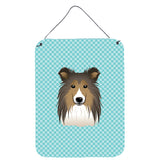 Caroline'S Treasures Checkerboard Blue Sheltie Wall Or Door Hanging Prints, 16 X 12