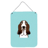 Caroline'S Treasures Checkerboard Blue Basset Hound Wall Or Door Hanging Prints, 16 X 12