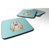 Caroline'S Treasures Bb1182Fc Checkerboard Blue Afghan Hound Foam Coaster (Set Of 4), 3.5 H X 3.5 W, Multicolor