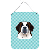 Caroline'S Treasures Checkerboard Blue Saint Bernard Wall Or Door Hanging Prints, 16 X 12