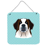 Caroline'S Treasures Checkerboard Blue Saint Bernard Wall Or Door Hanging Prints, 6 X 6