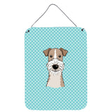 Caroline'S Treasures Checkerboard Blue Wire Haired Fox Terrier Wall Or Door Hanging Prints, 16 X 12