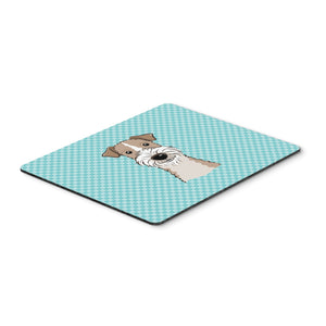 Caroline'S Treasures Checkerboard Blue Wire Haired Fox Terrier Mouse Pad/Hot Pad/Trivet (Bb1185Mp)
