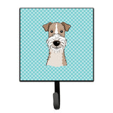 Caroline'S Treasures Bb1185Sh4 Checkerboard Blue Wire Haired Fox Terrier Leash Or Key Holder, Small, Multicolor