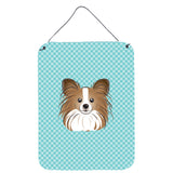 Caroline'S Treasures Checkerboard Blue Papillon Wall Or Door Hanging Prints, 16 X 12