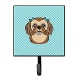 Caroline'S Treasures Bb1187Sh4 Checkerboard Blue Chocolate Brown Shih Tzu Leash Or Key Holder, Small, Multicolor