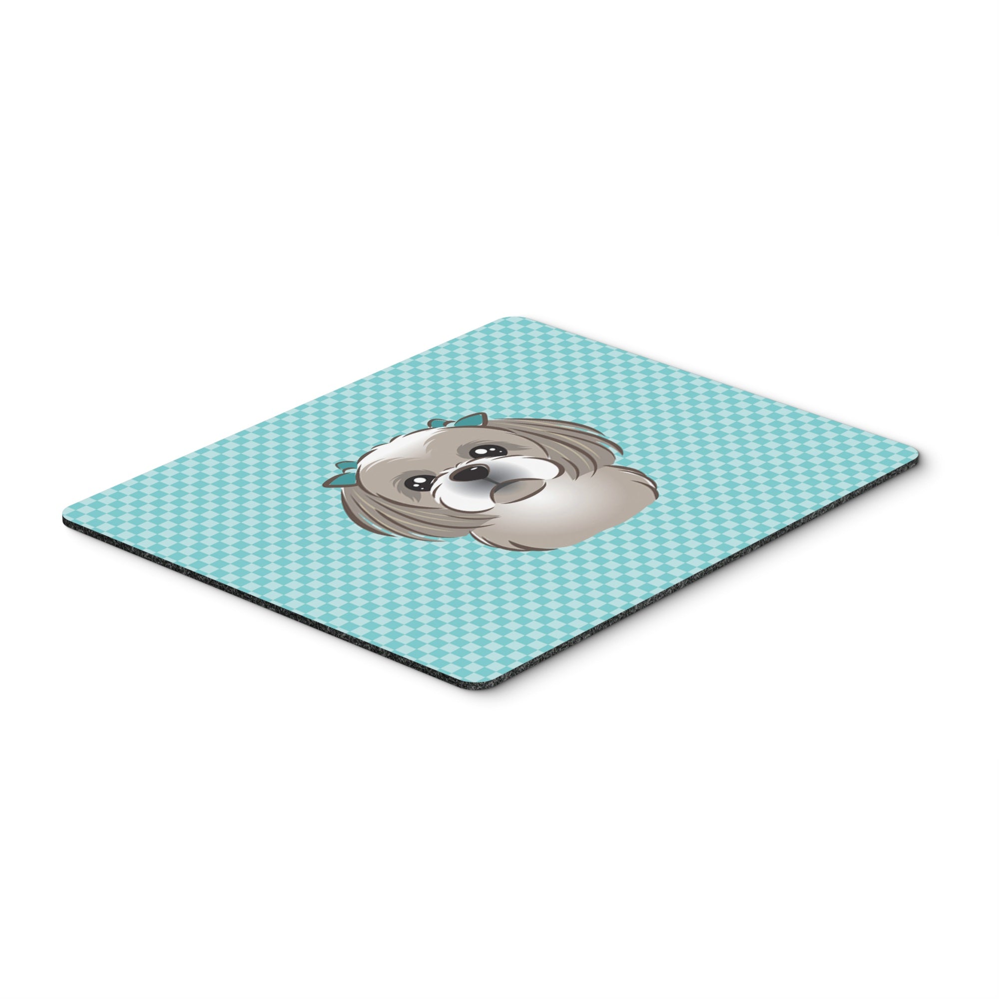 Caroline'S Treasures Checkerboard Blue Gray Silver Shih Tzu Mouse Pad/Hot Pad/Trivet (Bb1188Mp)