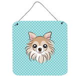 Caroline'S Treasures Checkerboard Blue Chihuahua Wall Or Door Hanging Prints, 6 X 6