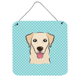 Caroline'S Treasures Bb1190Ds66 Checkerboard Blue Golden Retriever Wall Or Door Hanging Prints, 6 X 6