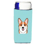 Checkerboard Blue Corgi Ultra Beverage Insulators For Slim Cans Bb1192Muk