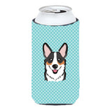 Checkerboard Blue Corgi Tall Boy Beverage Insulator Hugger Bb1193Tbc
