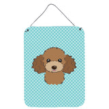 Caroline'S Treasures Checkerboard Blue Chocolate Brown Poodle Wall Or Door Hanging Prints, 16 X 12