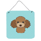 Caroline'S Treasures Checkerboard Blue Chocolate Brown Poodle Wall Or Door Hanging Prints, 6 X 6