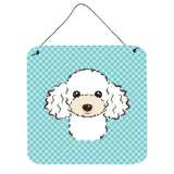 Caroline'S Treasures Checkerboard Blue White Poodle Wall Or Door Hanging Prints, 6 X 6