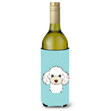 Checkerboard Blue White Poodle Wine Bottle Beverage Insulator Hugger Bb1195Literk