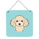 Caroline'S Treasures Checkerboard Blue Buff Poodle Wall Or Door Hanging Prints, 6 X 6