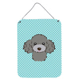 Caroline'S Treasures Checkerboard Blue Silver Gray Poodle Wall Or Door Hanging Prints, 16 X 12