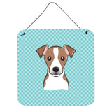 Caroline'S Treasures Bb1198Ds66 Checkerboard Blue Jack Russell Terrier Wall Or Door Hanging Prints, 6 X 6