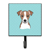 Caroline'S Treasures Bb1198Sh4 Checkerboard Blue Jack Russell Terrier Leash Or Key Holder, Small, Multicolor