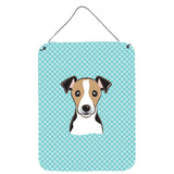 Caroline'S Treasures Bb1199Ds1216 Checkerboard Blue Jack Russell Terrier Wall Or Door Hanging Prints, 16 X 12