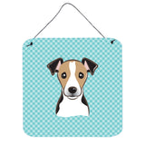 Caroline'S Treasures Bb1199Ds66 Checkerboard Blue Jack Russell Terrier Wall Or Door Hanging Prints, 6 X 6