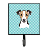 Caroline'S Treasures Bb1199Sh4 Checkerboard Blue Jack Russell Terrier Leash Or Key Holder, Small, Multicolor