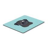 Caroline'S Treasures Checkerboard Blue Black Pug Mouse Pad/Hot Pad/Trivet (Bb1201Mp)