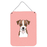 Caroline'S Treasures Bb1202Ds1216 Checkerboard Pink Jack Russell Terrier Wall Or Door Hanging Prints, 16 X 12