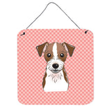 Caroline'S Treasures Bb1202Ds66 Checkerboard Pink Jack Russell Terrier Wall Or Door Hanging Prints, 6 X 6