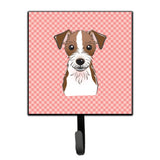 Caroline'S Treasures Bb1202Sh4 Checkerboard Pink Jack Russell Terrier Leash Or Key Holder, Small, Multicolor
