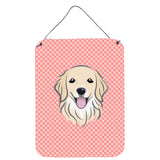 Caroline'S Treasures Bb1205Ds1216 Checkerboard Pink Golden Retriever Wall Or Door Hanging Prints, 16 X 12