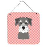 Caroline'S Treasures Checkerboard Pink Schnauzer Wall Or Door Hanging Prints, 6 X 6