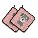 Caroline'S Treasures Checkerboard Pink Schnauzer Pair Of Pot Holders Bb1206Pthd, 7.5Hx7.5W, Multicolor