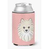 Checkerboard Pink Pomeranian Can Or Bottle Hugger Bb1207Cc