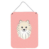 Caroline'S Treasures Checkerboard Pink Pomeranian Wall Or Door Hanging Prints, 16 X 12