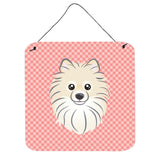 Caroline'S Treasures Checkerboard Pink Pomeranian Wall Or Door Hanging Prints, 6 X 6
