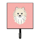 Caroline'S Treasures Bb1207Sh4 Checkerboard Pink Pomeranian Leash Or Key Holder, Small, Multicolor