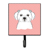 Caroline'S Treasures Bb1208Sh4 Checkerboard Pink Maltese Leash Or Key Holder, Small, Multicolor
