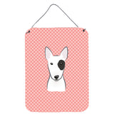 Caroline'S Treasures Checkerboard Pink Bull Terrier Wall Or Door Hanging Prints, 16 X 12