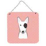 Caroline'S Treasures Checkerboard Pink Bull Terrier Wall Or Door Hanging Prints, 6 X 6