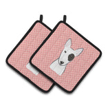 Caroline'S Treasures Checkerboard Pink Bull Terrier Pair Of Pot Holders Bb1209Pthd, 7.5Hx7.5W, Multicolor