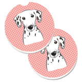 Caroline'S Treasures Checkerboard Pink Dalmatian Set Of 2 Cup Holder Car Coasters Bb1210Carc, 2.56, Multicolor