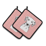 Caroline'S Treasures Checkerboard Pink Dalmatian Pair Of Pot Holders Bb1210Pthd, 7.5Hx7.5W, Multicolor