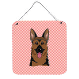Caroline'S Treasures Checkerboard Pink German Shepherd Wall Or Door Hanging Prints, 6 X 6