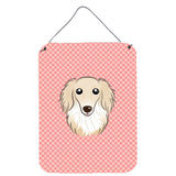 Caroline'S Treasures Checkerboard Pink Longhair Creme Dachshund Wall Or Door Hanging Prints, 16 X 12