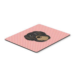 Caroline'S Treasures Checkerboard Pink Longhair Black And Tan Dachshund Mouse Pad, Hot Pad/Trivet (Bb1213Mp)