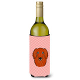 Checkerboard Pink Longhair Red Dachshund Wine Bottle Beverage Insulator Hugger Bb1214Literk